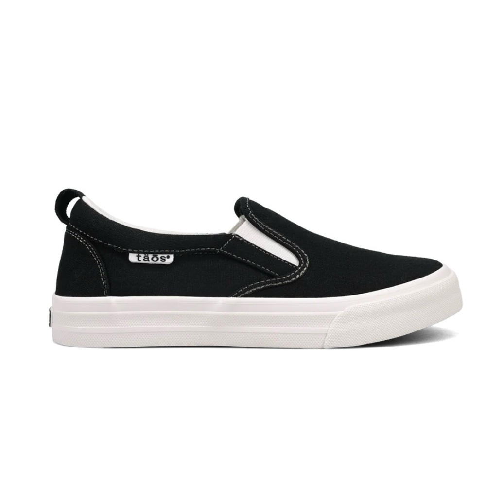 Taos Rubber Soul Black and White Canvas Slip-On Sneaker. NWOT
